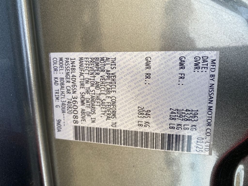 2025 Nissan Altima SV FWD